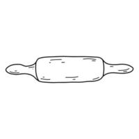 Doodle rolling pin in hand drawn style. Sketch vector illustration of wood dough roller, kitchen baking tools