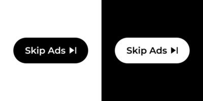 Skip ads icon vector in clipart style. Internet advertising elements