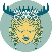 Retro Tattoo Style orc druid character face vector