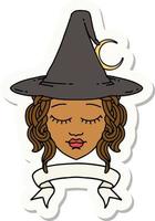 sticker of a human witch character with banner vector