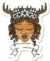Retro Tattoo Style human druid character with banner vector