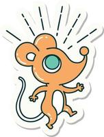 sticker of a tattoo style mouse character vector