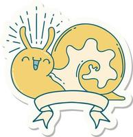 sticker of a tattoo style happy snail vector