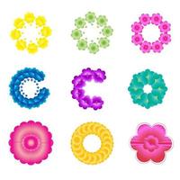 Collection of flower botanical color icon element decorative abstract background backdrop website pattern vector illustration graphic design