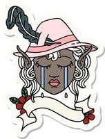 sticker of a crying elven bard character vector