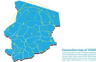 Modern of chad Map connections network design, Best Internet Concept of chad map business from concepts series, map point and line composition. Infographic map. Vector Illustration.