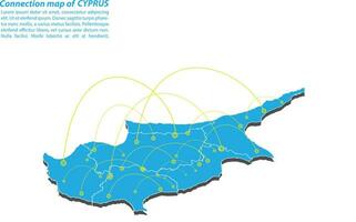 moderno diseño de red de conexiones de mapas de Chipre, el mejor concepto de Internet del negocio de mapas de Chipre a partir de series de conceptos, punto de mapa y composición de líneas. mapa infográfico. ilustración vectorial vector