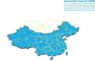 moderno diseño de red de conexiones de mapas de china, el mejor concepto de Internet del negocio de mapas de china a partir de series de conceptos, punto de mapa y composición de líneas. mapa infográfico. ilustración vectorial vector