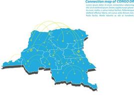 Modern of congo DR Map connections network design, Best Internet Concept of congo DR map business from concepts series, map point and line composition. Infographic map. Vector Illustration.