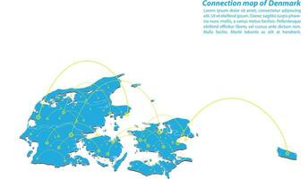 moderno diseño de red de conexiones de mapas de dinamarca, el mejor concepto de Internet del negocio de mapas de dinamarca a partir de series de conceptos, punto de mapa y composición de líneas. mapa infográfico. ilustración vectorial vector
