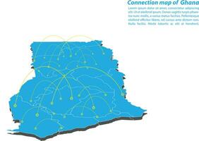 moderno diseño de red de conexiones de mapas de ghana, el mejor concepto de Internet del negocio de mapas de ghana a partir de series de conceptos, punto de mapa y composición de líneas. mapa infográfico. ilustración vectorial vector