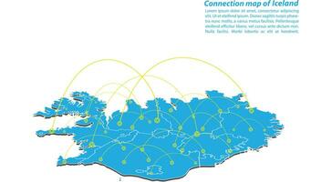 moderno diseño de red de conexiones de mapas de islandia, el mejor concepto de internet del negocio de mapas de islandia a partir de series de conceptos, punto de mapa y composición de líneas. mapa infográfico. ilustración vectorial vector