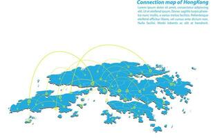 moderno diseño de red de conexiones de mapas de hong kong, el mejor concepto de internet del negocio de mapas de hong kong a partir de series de conceptos, punto de mapa y composición de líneas. mapa infográfico. ilustración vectorial vector