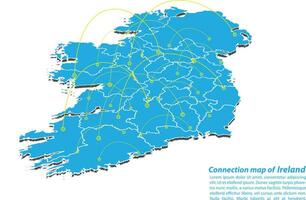 moderno diseño de red de conexiones de mapas de irlanda, el mejor concepto de Internet del negocio de mapas de irlanda a partir de series de conceptos, punto de mapa y composición de líneas. mapa infográfico. ilustración vectorial vector