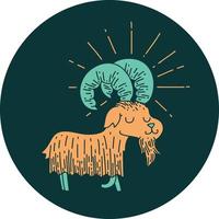 icon of a tattoo style happy goat vector