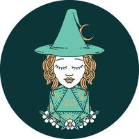 icon of human witch with natural twenty dice roll vector