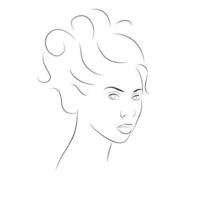 thin outline contour of woman portrait vector