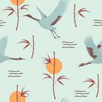 crane birds and bamboo stems vector