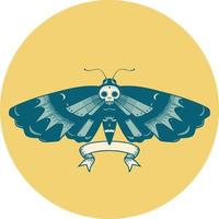 tattoo style icon with banner of a deaths head moth vector