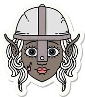 sticker of a elf fighter character face vector