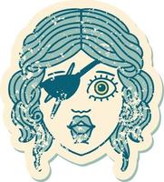 grunge sticker of a human rogue character vector