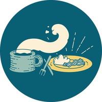 icon of a tattoo style breakfast and coffee vector