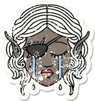 Retro Tattoo Style crying elf rogue character face vector