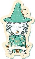 Retro Tattoo Style elf mage character with natural twenty dice roll vector