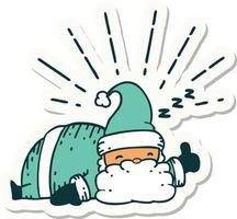 sticker of a tattoo style santa claus christmas character sleeping vector