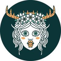 icon of elf druid character face vector