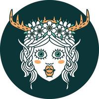 icon of elf druid character face vector