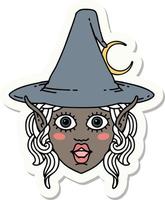 sticker of a elf mage character face vector