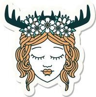 sticker of a human druid character face vector