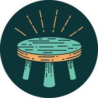 icon of a tattoo style wooden stool vector