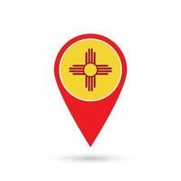 Map pointer with flag of New Mexico. Vector illustration.