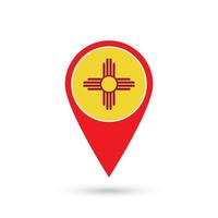 Map pointer with flag of New Mexico. Vector illustration.