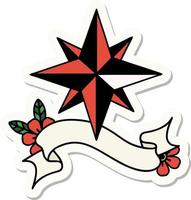 tattoo style sticker with banner of a star vector