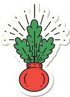 sticker of a tattoo style house plant vector