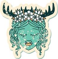 Retro Tattoo Style orc druid character face vector