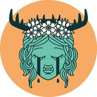 icon of sad half orc druid character face vector