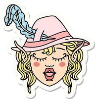 sticker of a elf bard character face vector