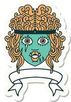 sticker of a orc barbarian character face with banner vector