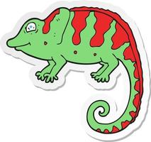 sticker of a cartoon chameleon vector