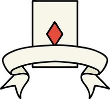 traditional tattoo with banner of the ace of diamonds vector