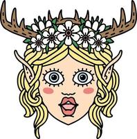 Retro Tattoo Style elf druid character face vector