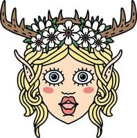 Retro Tattoo Style elf druid character face vector