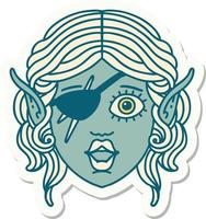 sticker of a elf rogue character face vector