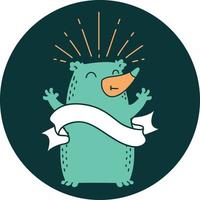 icon of a tattoo style happy bear vector