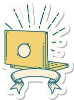 sticker of a tattoo style laptop computer vector