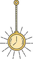 illustration of a traditional tattoo style gold pocket watch vector